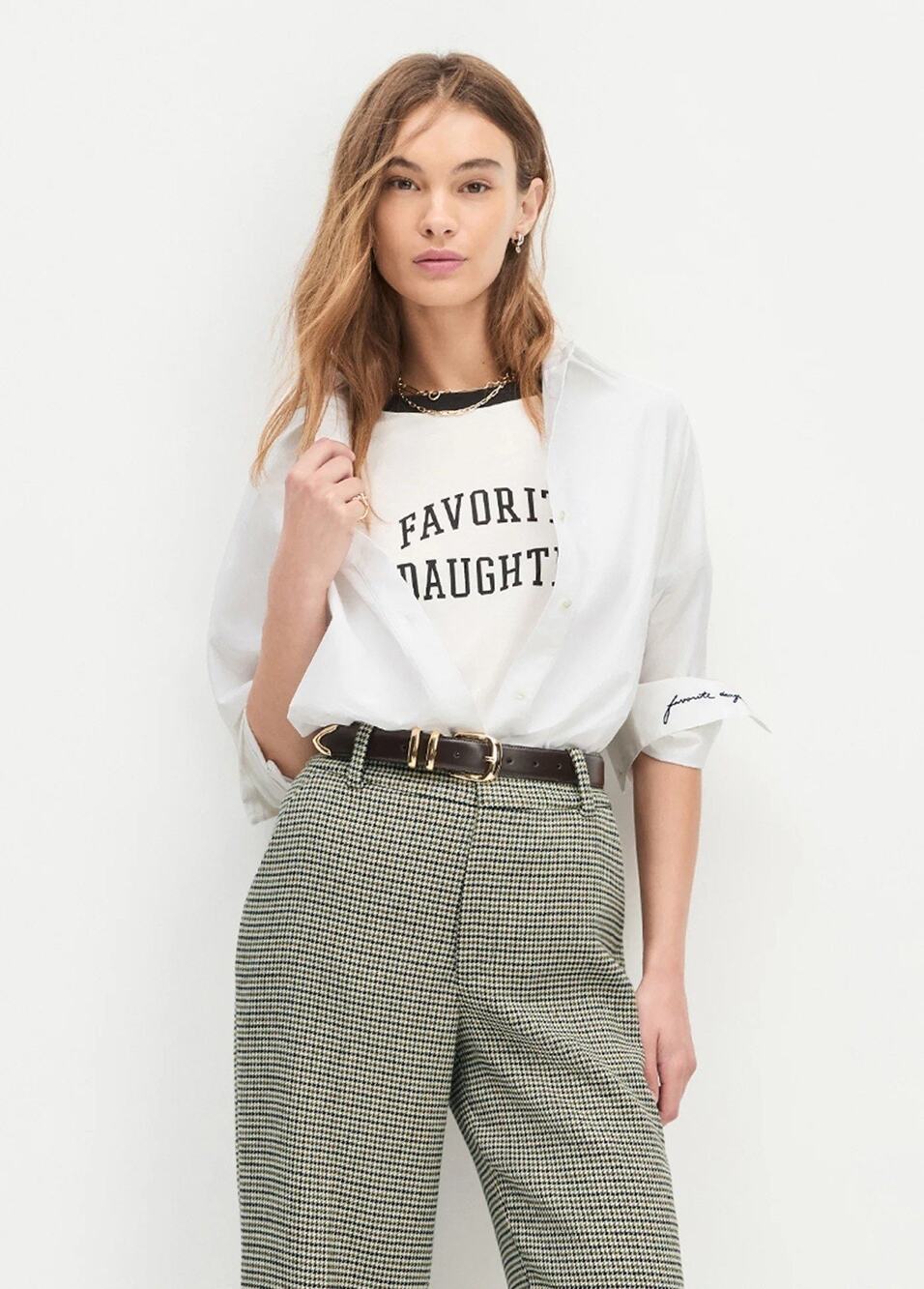 Favorite Daughter THE COLLEGIATE RINGER TEE Women’s Size XS White/Black